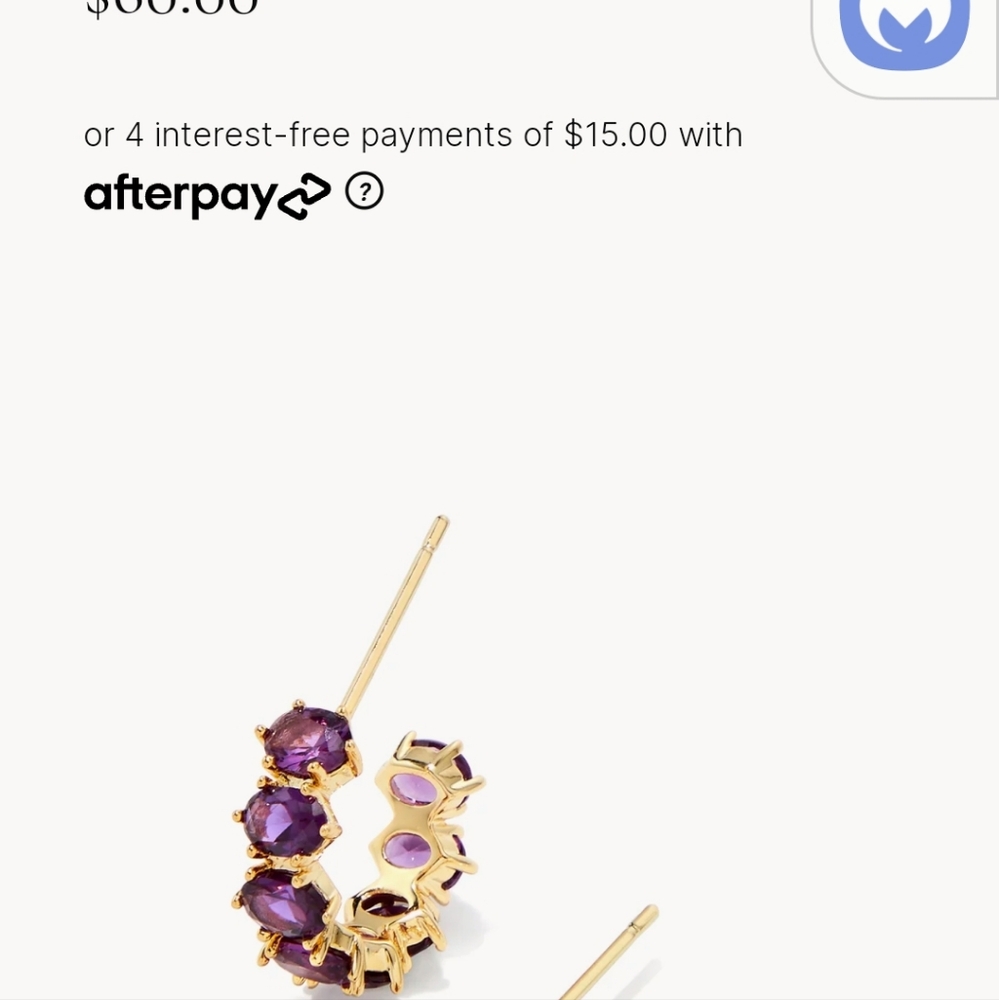 Gold Caitlin Hoops with purple crystals
